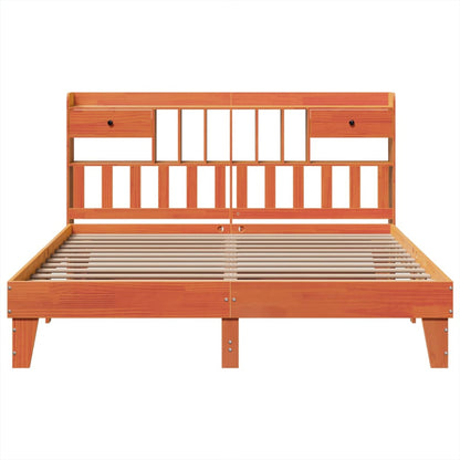 Bed Frame without Mattress Wax Brown 200x200 cm Solid Wood Pine