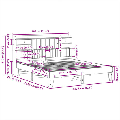 Bed Frame without Mattress Wax Brown 200x200 cm Solid Wood Pine