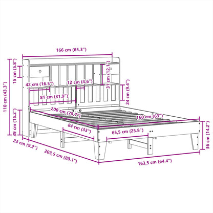 Bed Frame without Mattress 160x200 cm Solid Wood Pine