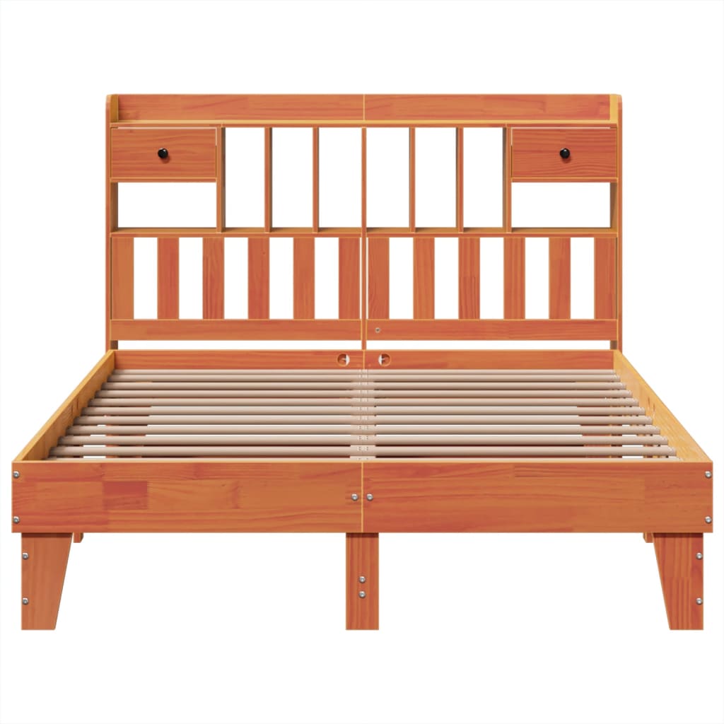 Bed Frame without Mattress Wax Brown 140x200 cm Solid Wood Pine