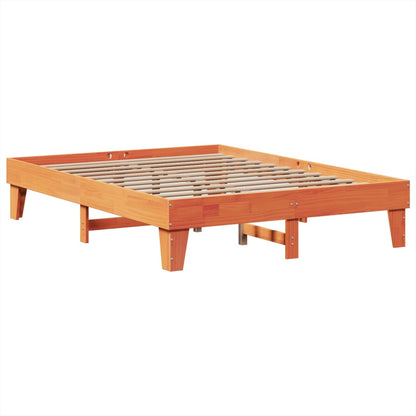 Bed Frame without Mattress Wax Brown 140x200 cm Solid Wood Pine