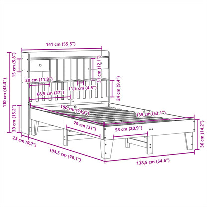 Bed Frame without Mattress 135x190 cm Solid Wood Pine