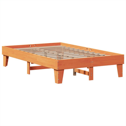 Bed Frame without Mattress Wax Brown 135x190 cm Solid Wood Pine