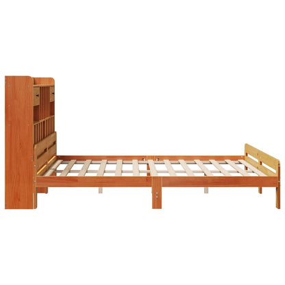 Bookcase Bed without Mattress Wax Brown 200x200cm Solid Wood Pine