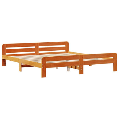 Bookcase Bed without Mattress Wax Brown 200x200cm Solid Wood Pine