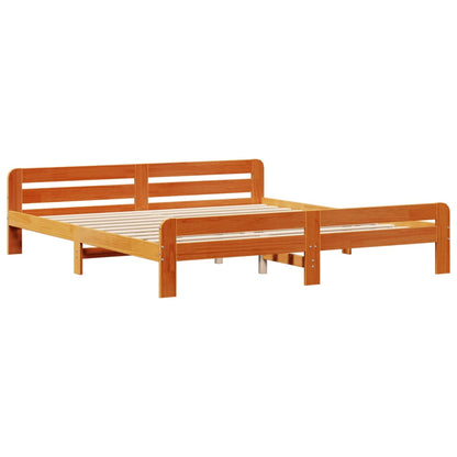 Bookcase Bed without Mattress Wax Brown 180x200 cm Super King Solid Wood Pine