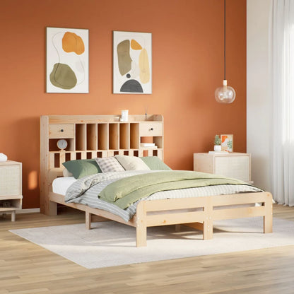 Bookcase Bed without Mattress 150x200 cm King Size Solid Wood Pine