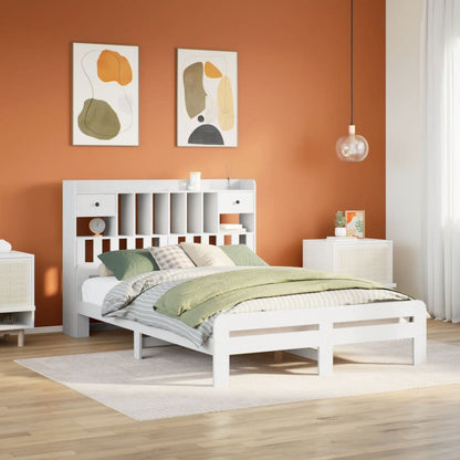 Bookcase Bed without Mattress White 140x200 cm Solid Wood Pine