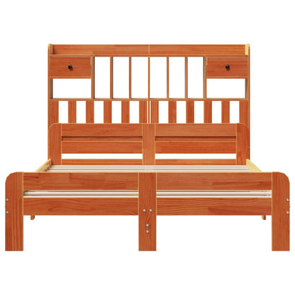 Bookcase Bed without Mattress Wax Brown 140x200cm Solid Wood Pine