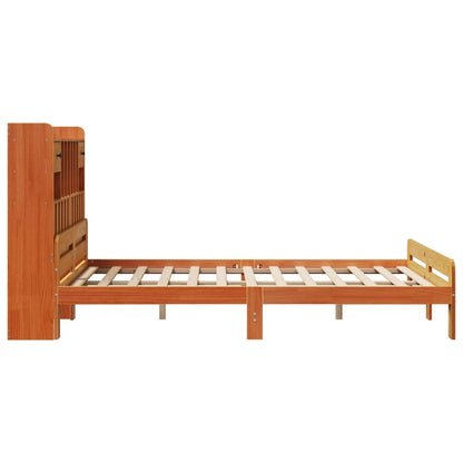 Bookcase Bed without Mattress Wax Brown 140x200cm Solid Wood Pine