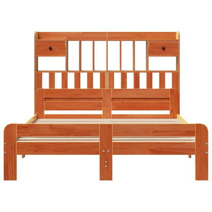 Bookcase Bed without Mattress Wax Brown 140x190cm Solid Wood Pine