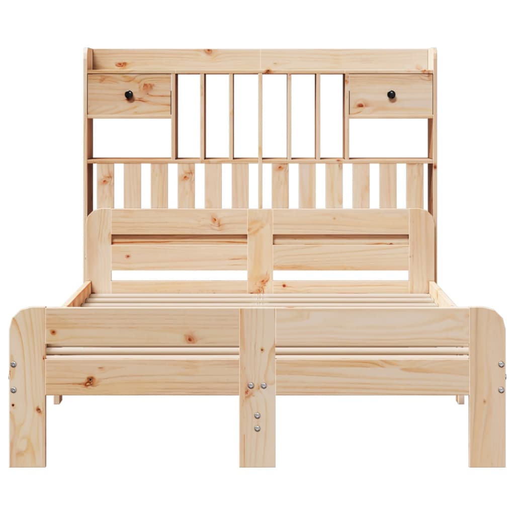 Bookcase Bed without Mattress 135x190 cm Double Solid Wood Pine