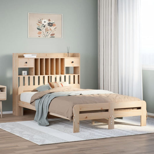 Bookcase Bed without Mattress 135x190 cm Double Solid Wood Pine