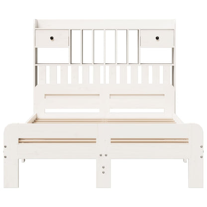 Bookcase Bed without Mattress White 135x190 cm Double Solid Wood Pine