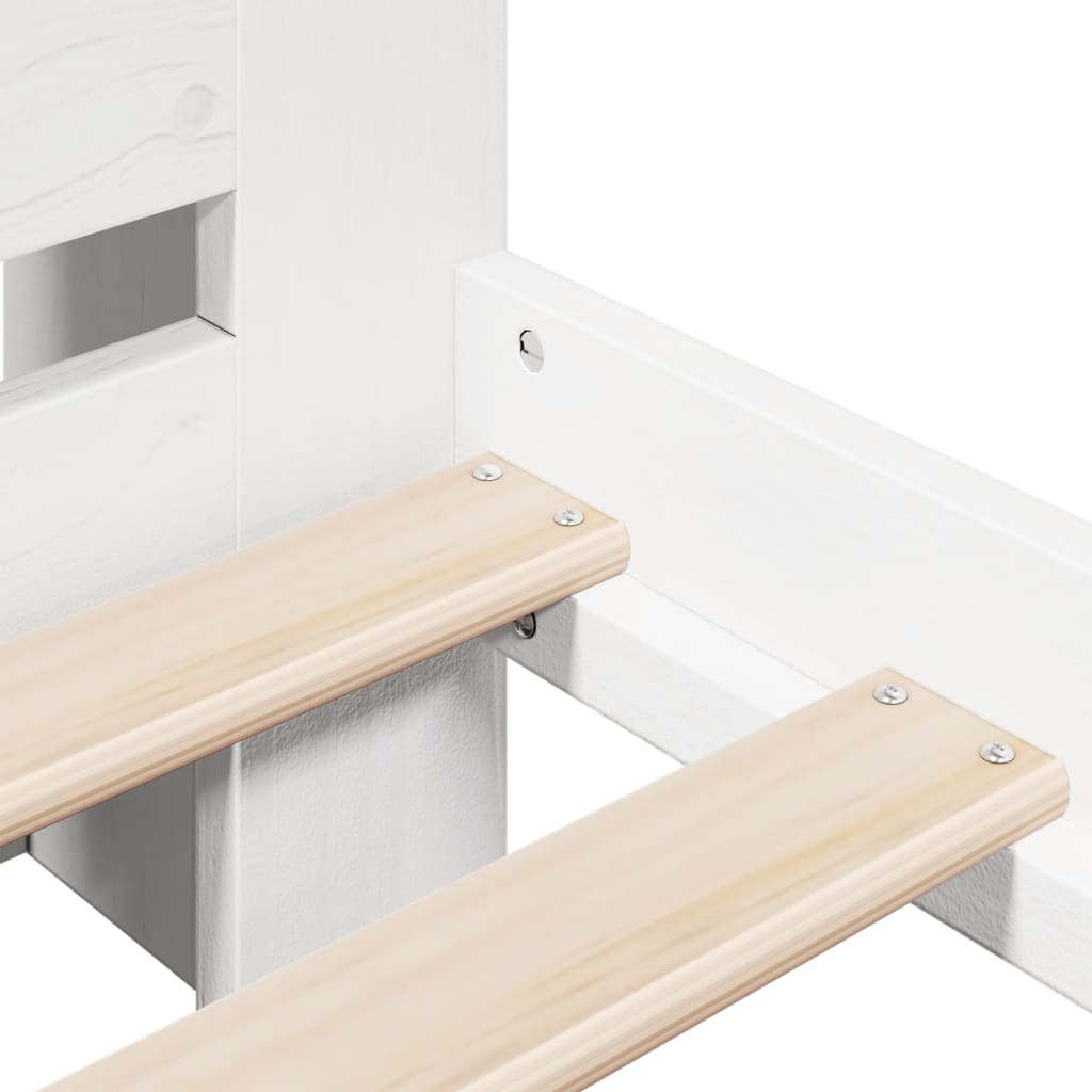 Bookcase Bed without Mattress White 135x190 cm Double Solid Wood Pine