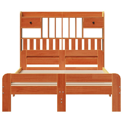 Bookcase Bed without Mattress Wax Brown 135x190 cm Double Solid Wood Pine