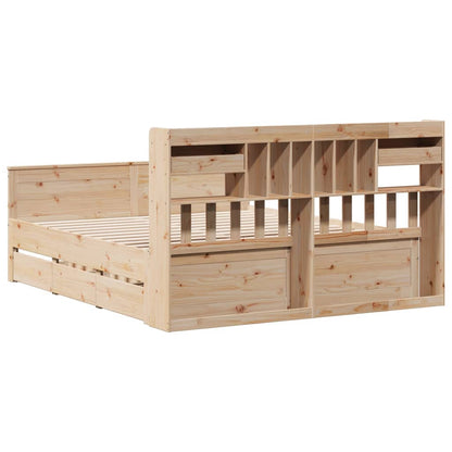Bookcase Bed without Mattress 180x200 cm Super King Solid Wood Pine