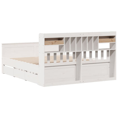 Bookcase Bed without Mattress White 180x200 cm Super King Solid Wood Pine