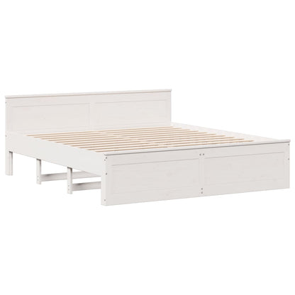 Bookcase Bed without Mattress White 180x200 cm Super King Solid Wood Pine