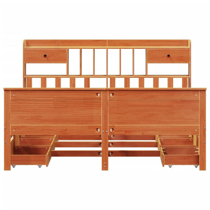 Bookcase Bed without Mattress Wax Brown 180x200 cm Super King Solid Wood Pine