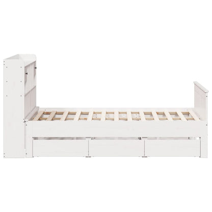 Bookcase Bed without Mattress White 160x200 cm Solid Wood Pine