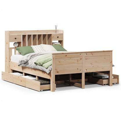 Bookcase Bed without Mattress 150x200 cm King Solid Wood Pine