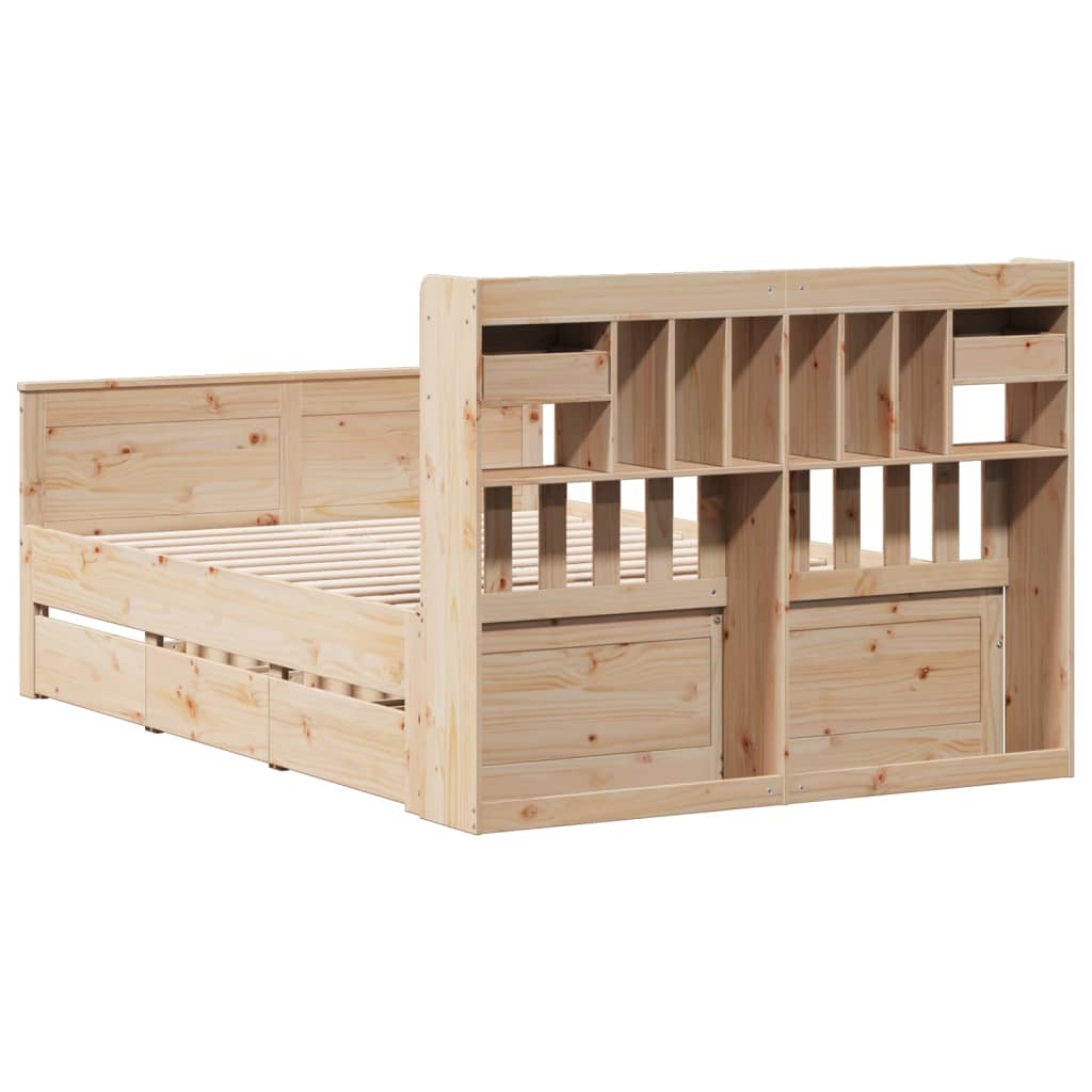 Bookcase Bed without Mattress 140x200 cm Solid Wood Pine
