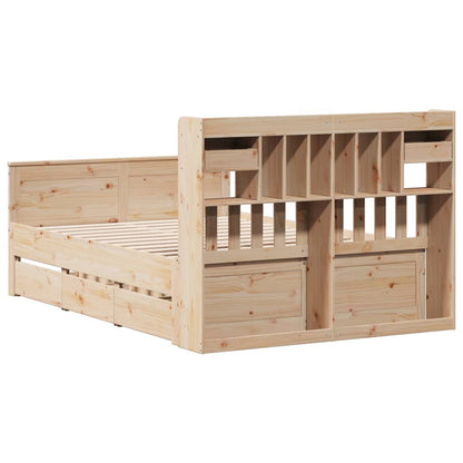 Bookcase Bed without Mattress 140x200 cm Solid Wood Pine
