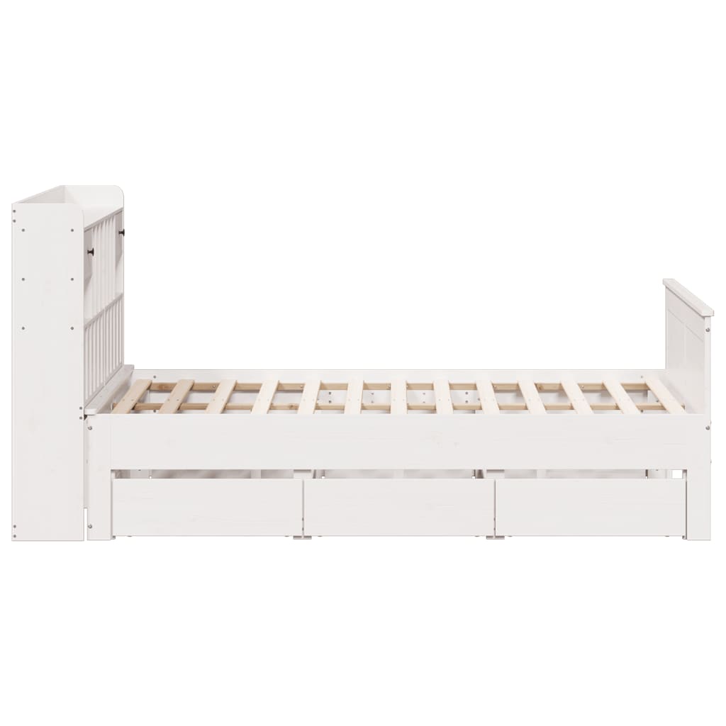 Bookcase Bed without Mattress White 140x200 cm Solid Wood Pine