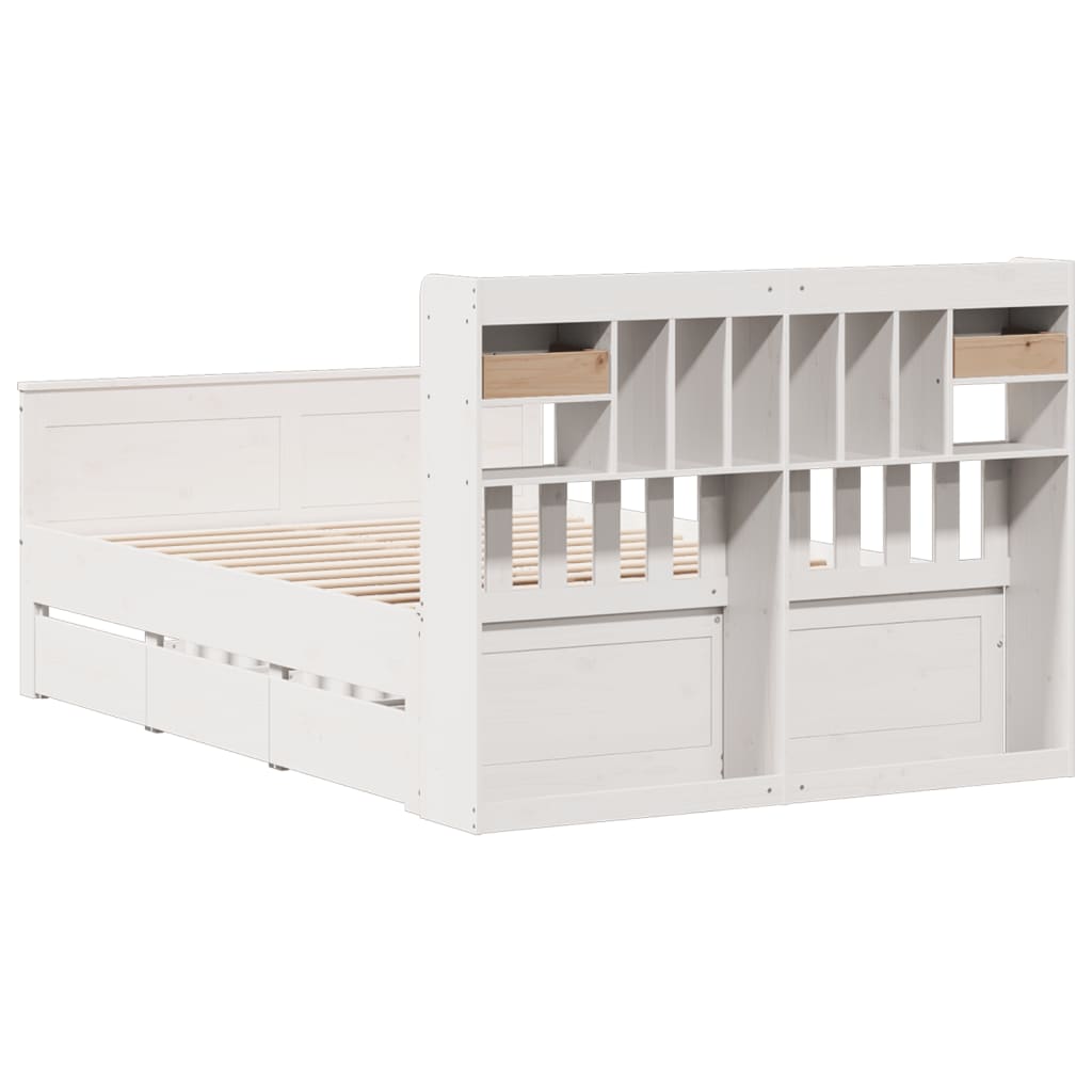 Bookcase Bed without Mattress White 140x200 cm Solid Wood Pine