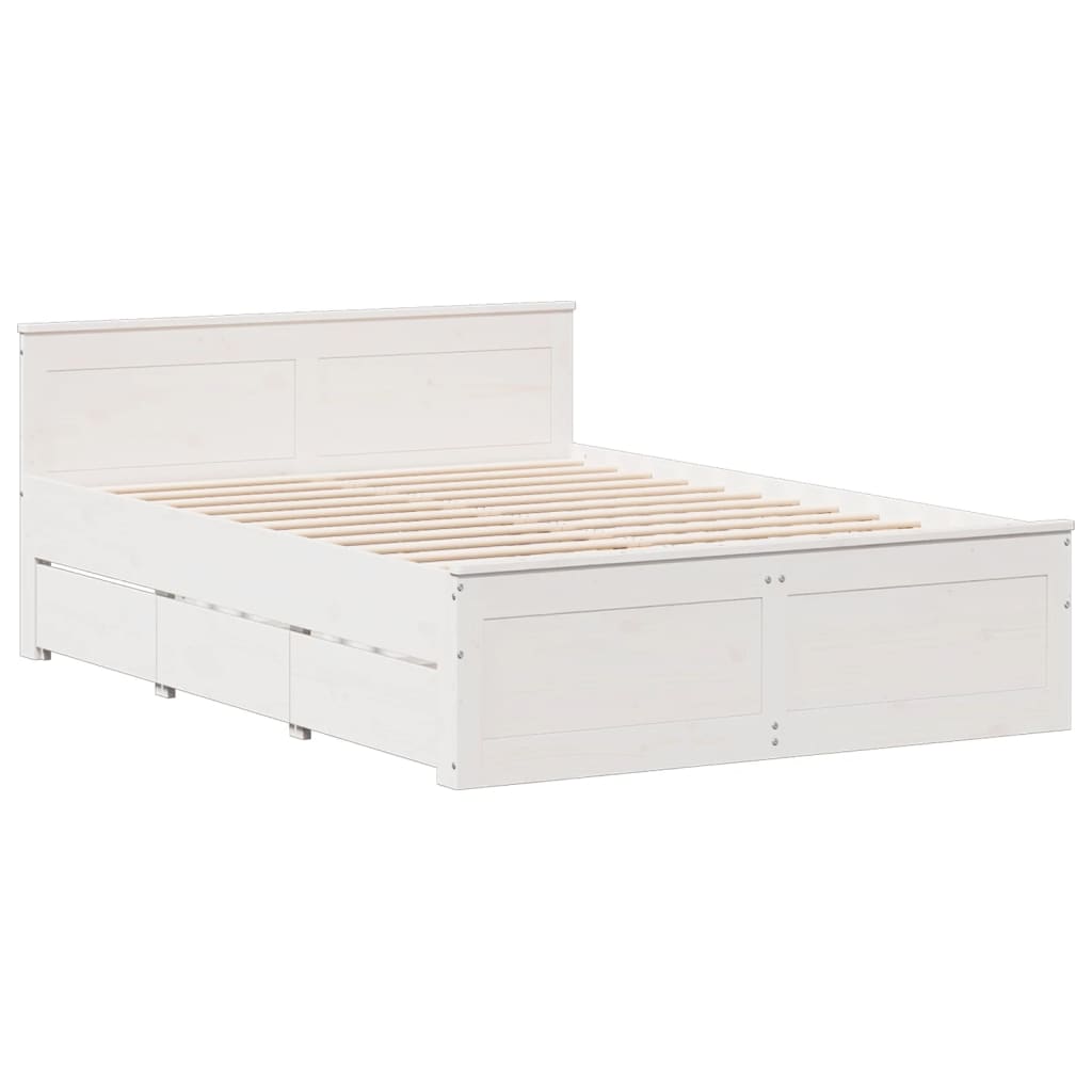 Bookcase Bed without Mattress White 140x200 cm Solid Wood Pine