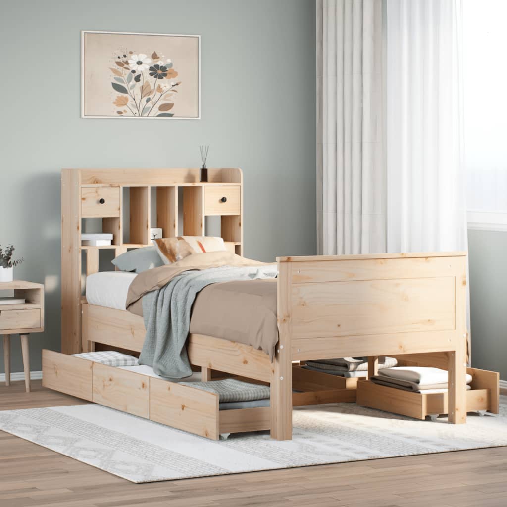 Bookcase Bed without Mattress 100x200 cm Solid Wood Pine