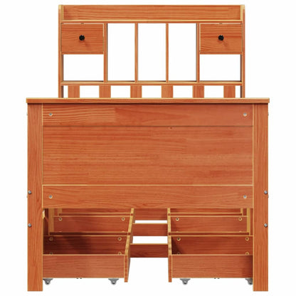 Bookcase Bed without Mattress Wax Brown 100x200 cm Solid Wood Pine