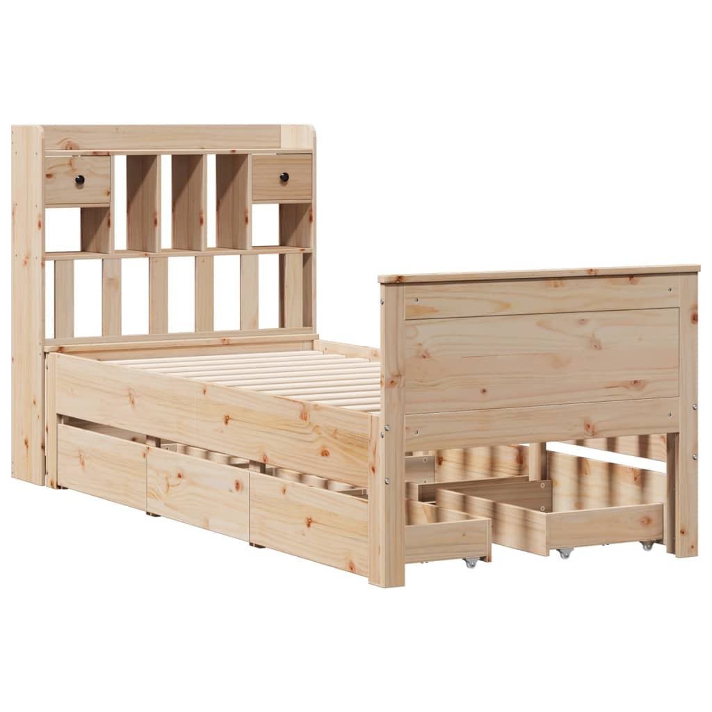 Bookcase Bed without Mattress 90x200 cm Solid Wood Pine