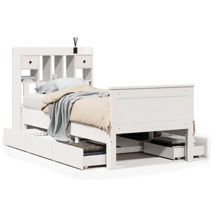 Bookcase Bed without Mattress White 90x200 cm Solid Wood Pine