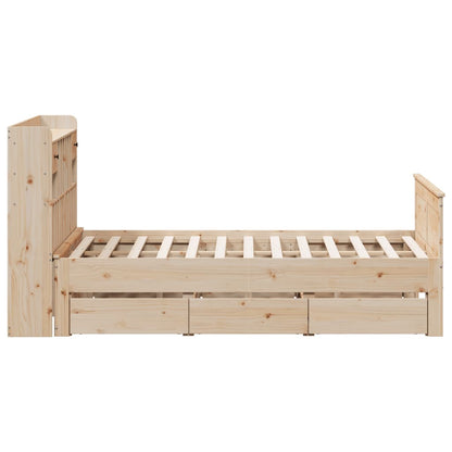 Bookcase Bed without Mattress 140x190 cm Solid Wood Pine