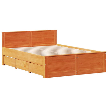Bookcase Bed without Mattress Wax Brown 140x190 cm Solid Wood Pine