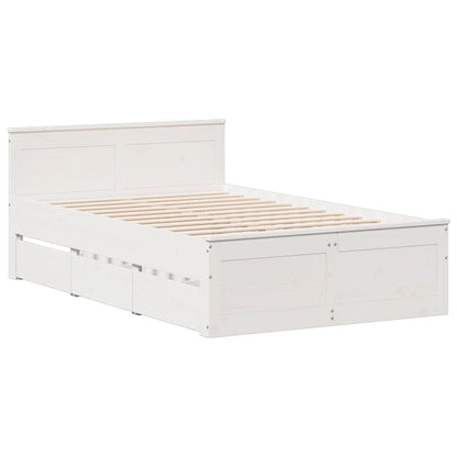 Bookcase Bed without Mattress White 135x190 cm Double Solid Wood Pine