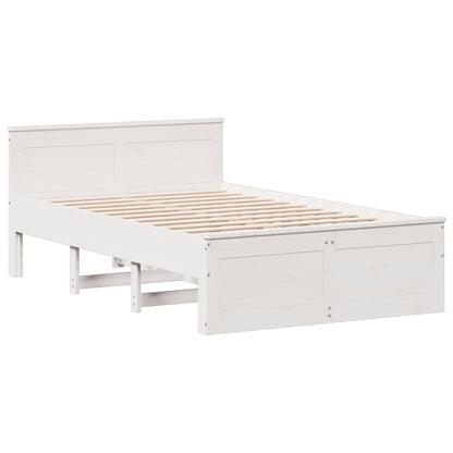 Bookcase Bed without Mattress White 135x190 cm Double Solid Wood Pine