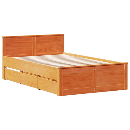 Bookcase Bed without Mattress Wax Brown 135x190 cm Double Solid Wood Pine