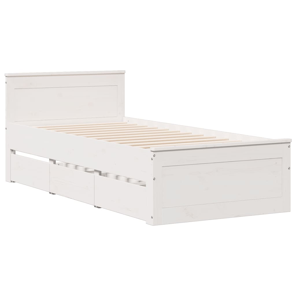 Bookcase Bed without Mattress White 75x190 cm Small Single Solid Wood Pine