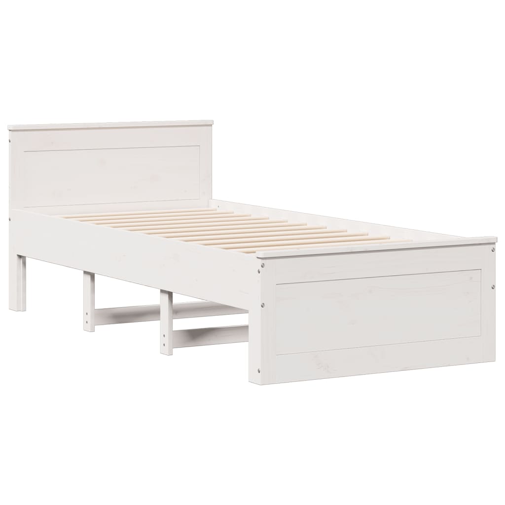 Bookcase Bed without Mattress White 75x190 cm Small Single Solid Wood Pine