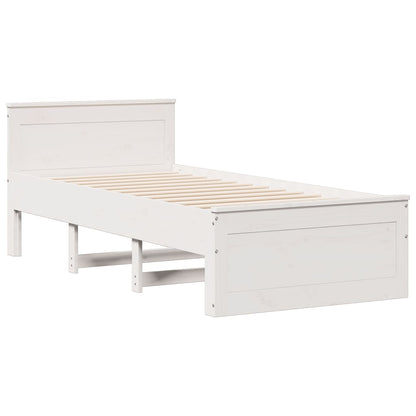 Bookcase Bed without Mattress White 75x190 cm Small Single Solid Wood Pine