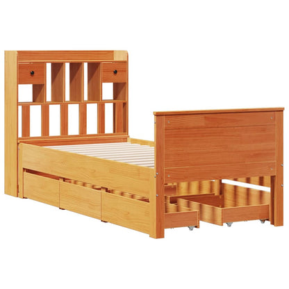Bookcase Bed without Mattress Wax Brown 75x190 cm Small Single Solid Wood Pine