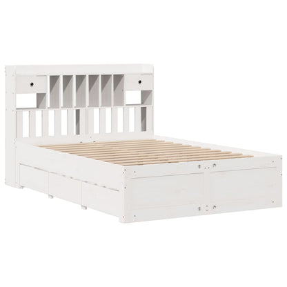 Bookcase Bed without Mattress White 140x200 cm Solid Wood Pine