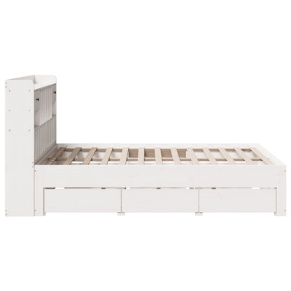 Bookcase Bed without Mattress White 140x200 cm Solid Wood Pine