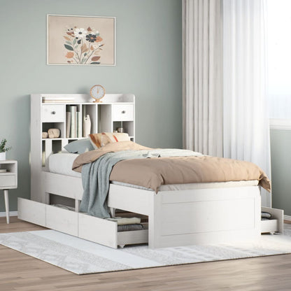 Bookcase Bed without Mattress White 75x190 cm Small Single Solid Wood Pine