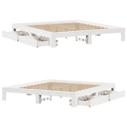 Bed Frame without Mattress White 180x200 cm Super King Solid Wood Pine