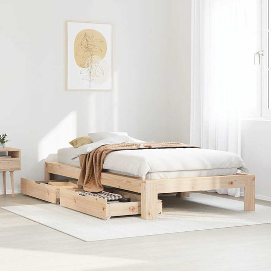 Bed Frame without Mattress 90x200 cm Solid Wood Pine