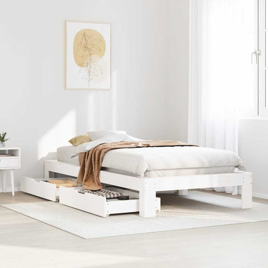 Bed Frame without Mattress White 90x200 cm Solid Wood Pine